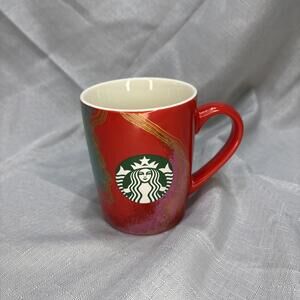 Starbucks 2021 Holiday Coffee Mug Cup Green/Red/Gold 10oz Christmas Excellent